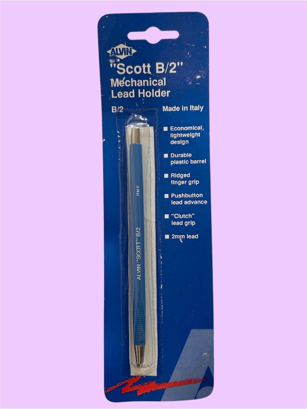 Vintage Alvin "Scott" B/2 Mechanical Lead Holder Pencil 2mm Lead Made in Italy